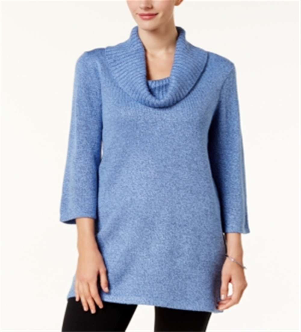 Karen Scott Women's Cowl Neck 3/4 Sleeve Sweater Blue Size Petite XL