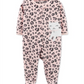 Carter's Girl's Print Leopard Cat Fleece Footie Pink Size 9MOS