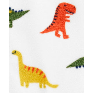 Carter's Boy's Print Dinosaur Fleece Footie White Size 9MOS