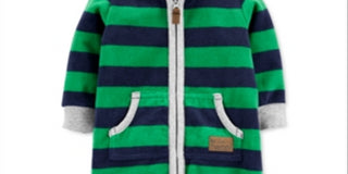 Carter's Boy's Jumpsuits Stripe Pocket Fleece Playsuit Green Size 12MOS