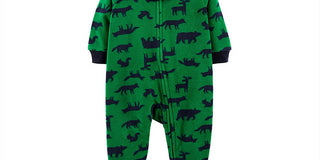 Carter's Boy's Print Woodland Creatures Fleece Footie Green Size 6MOS