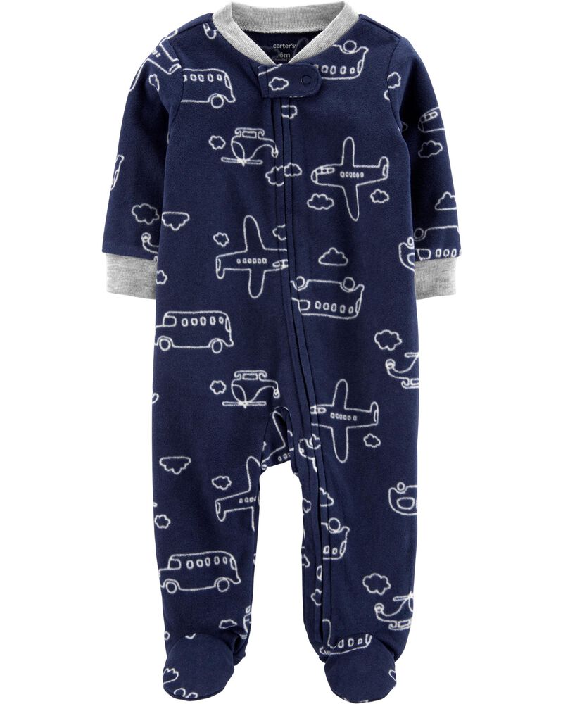 Carter's Boy's Airplane Microfleece Footie Blue Size 3MOS