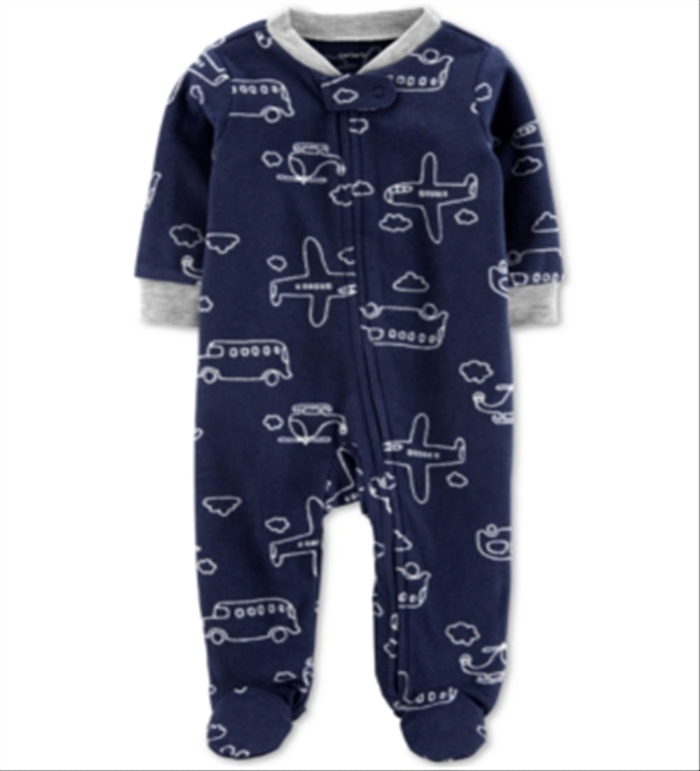 Carter's Boy's Airplane Microfleece Footie Blue Size 3MOS