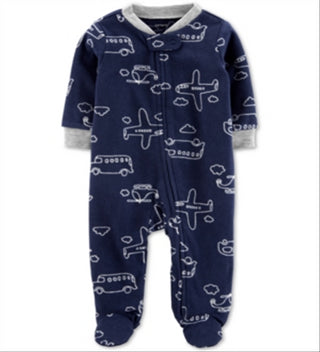 Carter's Boy's Airplane Microfleece Footie Blue Size 3MOS