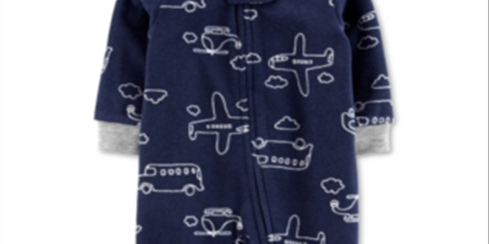 Carter's Boy's Airplane Microfleece Footie Blue Size 3MOS