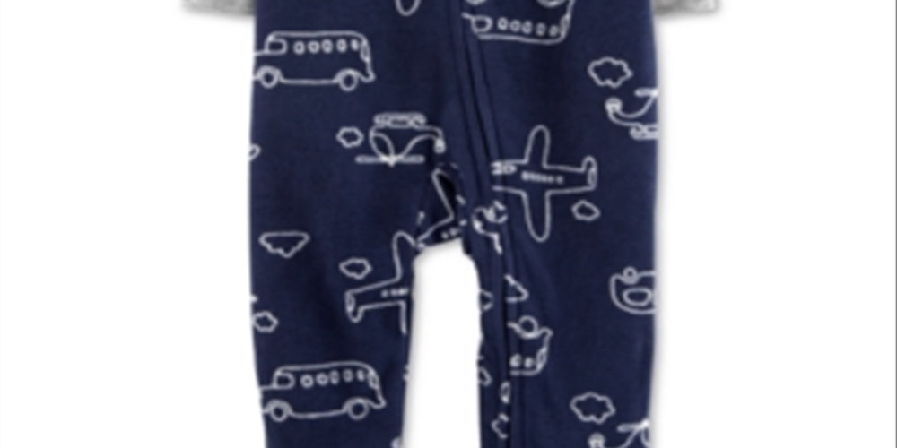 Carter's Boy's Airplane Microfleece Footie Blue Size 3MOS
