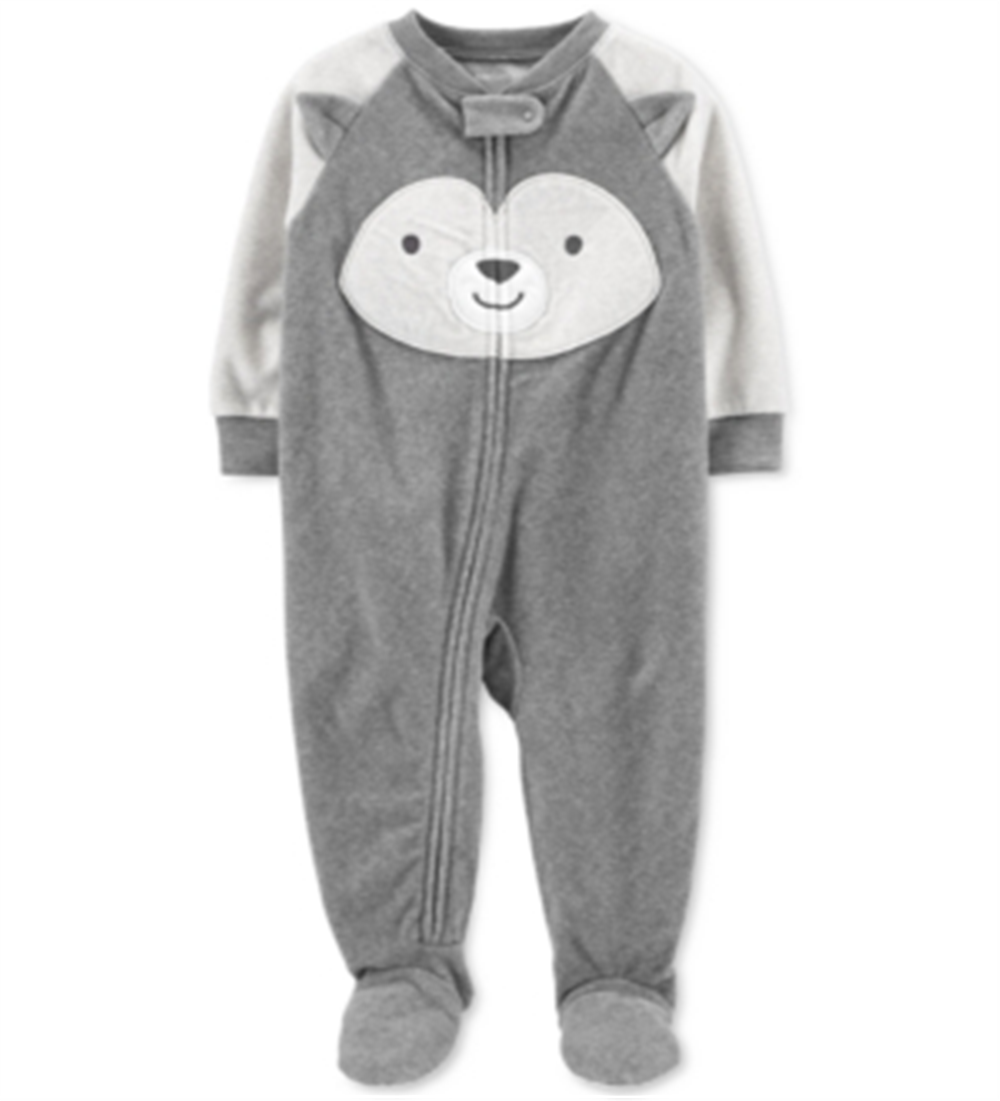 Carter's Boy's Print Husky Fleece Footie Gray Size 12MOS