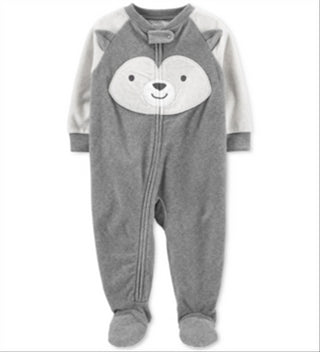 Carter's Boy's Print Husky Fleece Footie Gray Size 12MOS