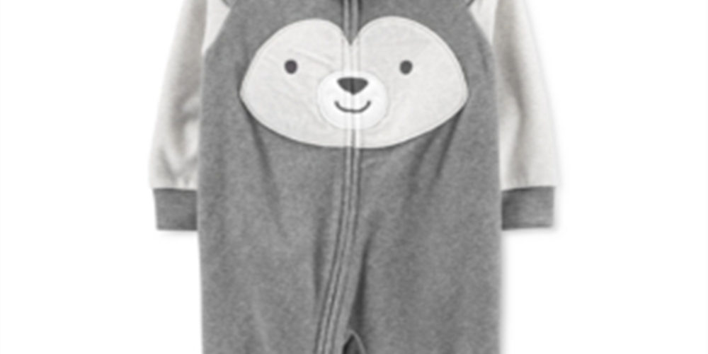 Carter's Boy's Print Husky Fleece Footie Gray Size 12MOS