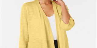 Alfani Women's Linen Open Front Cardigan Yellow Size Small