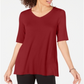 Alfani Women's V Neck Swing Tunic Red Size Medium