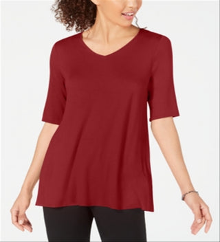 Alfani Women's V Neck Swing Tunic Red Size Medium