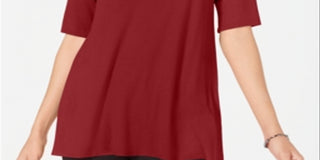 Alfani Women's V Neck Swing Tunic Red Size Medium