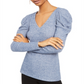 INC International Concepts Women's Ribbed V Neck T-Shirt Blue Size X-Large