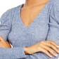 INC International Concepts Women's Ribbed V Neck T-Shirt Blue Size X-Large