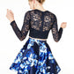 Sequin Hearts Women's Lace Floral Long Sleeve Jewel Neck Prom Crop Top Blue Size 15