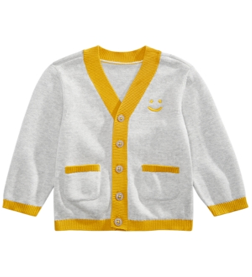 First Impressions Baby Boy's Smiley Face Cardigan Gray Size 6-9MOS
