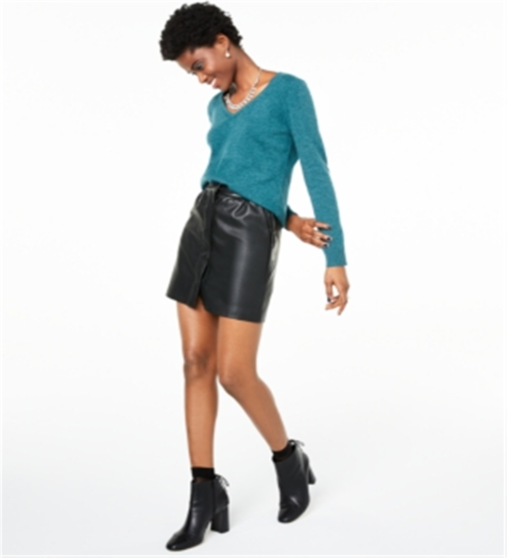 Charter Club Women's V Neck Cashmere Sweater Blue Size Petite Small