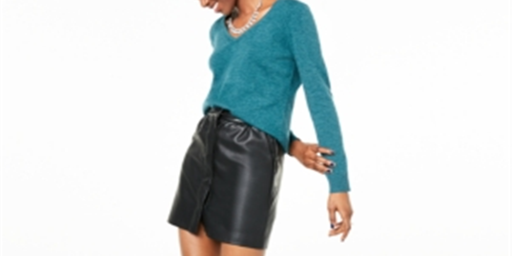 Charter Club Women's V Neck Cashmere Sweater Blue Size Petite Small