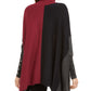 Signature Women's Turtleneck Colorblock Poncho Sweater Black/Wine Size Petite S/M