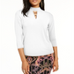 Thalia Sodi Women's Hardware Trim Mock Neck Top White Size X-Small