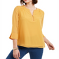 Charter Club Women's Sheer Sleeve Top Yellow Size XX-Large