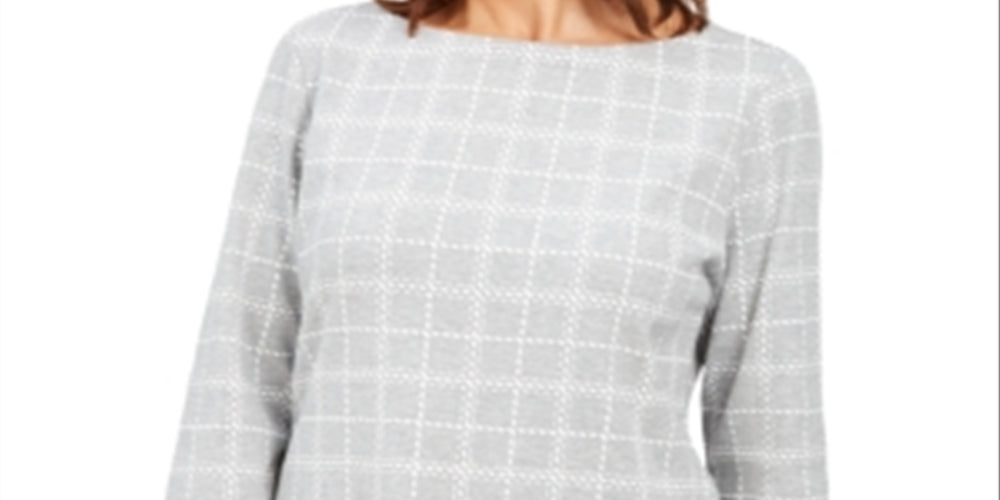 Karen Scott Women's Cotton Plaid Tunic Gray Size X-Small