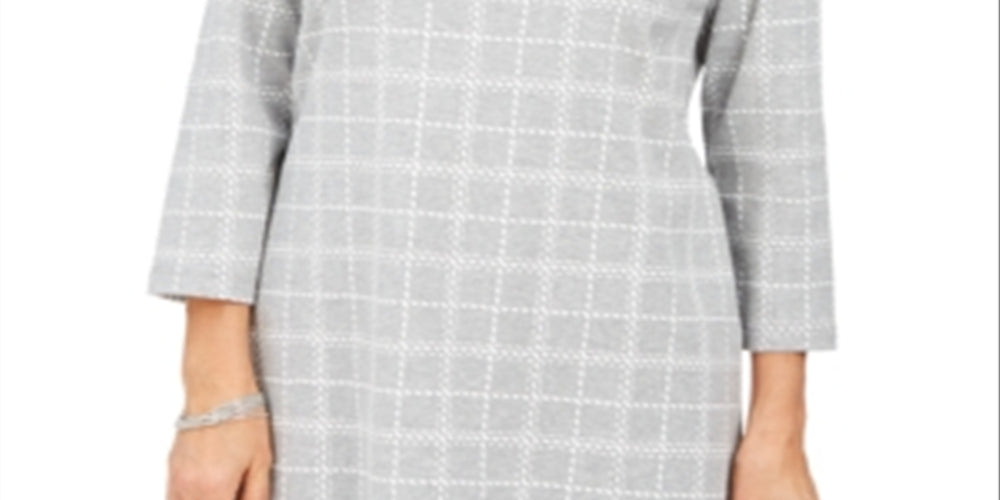 Karen Scott Women's Cotton Plaid Tunic Gray Size X-Small