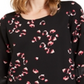 Alfani Women's Printed 3/4 Sleeve Jewel Neck Tunic Top Black Size Petite X-Large