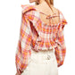 Free People Women's Siena Plaid Square Neck Top Brown Size X-Small
