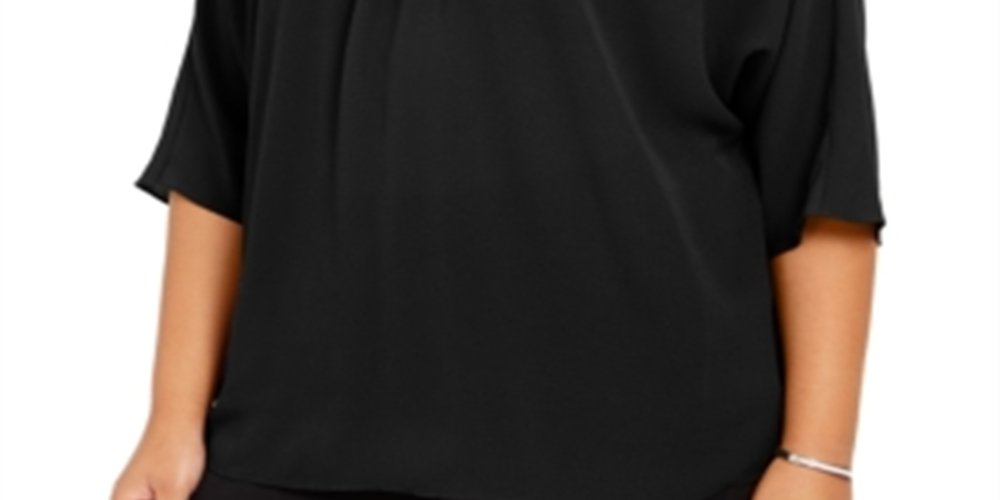 Michael Kors Women's Plus Chain Neck Cold Shoulder Top Black Size 1X