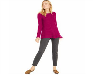 Alfani Women's Ribbed Snap Detail Sweater Pink Size XX-Large