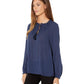 Lucky Brand Women's Giselle Ruffle Peasant Top Blue Size Large