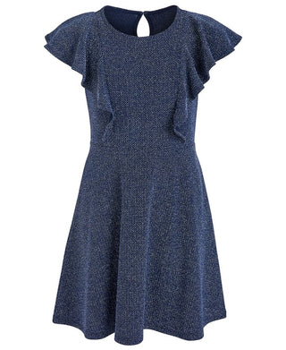 Epic Threads Big Girls Metallic-Knit Flutter Dress Blue Size Medium