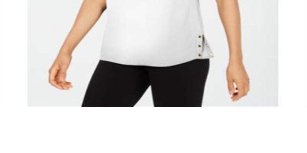 JM Collection Women's Grommet Trim Top White Size X-Large