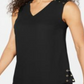 JM Collection Women's Grommet Trim Top Black Size Large