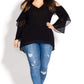 City Chic Women's STOP HI LO COLD SHOULDER Black Size Petite Small