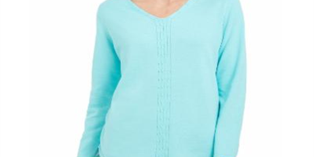 Karen Scott Women's Cotton Cable Knit Sweater Blue Size X-Small