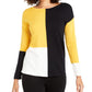 Alfani Women's Colorblocked Dropped Shoulder Top Yellow Size Large