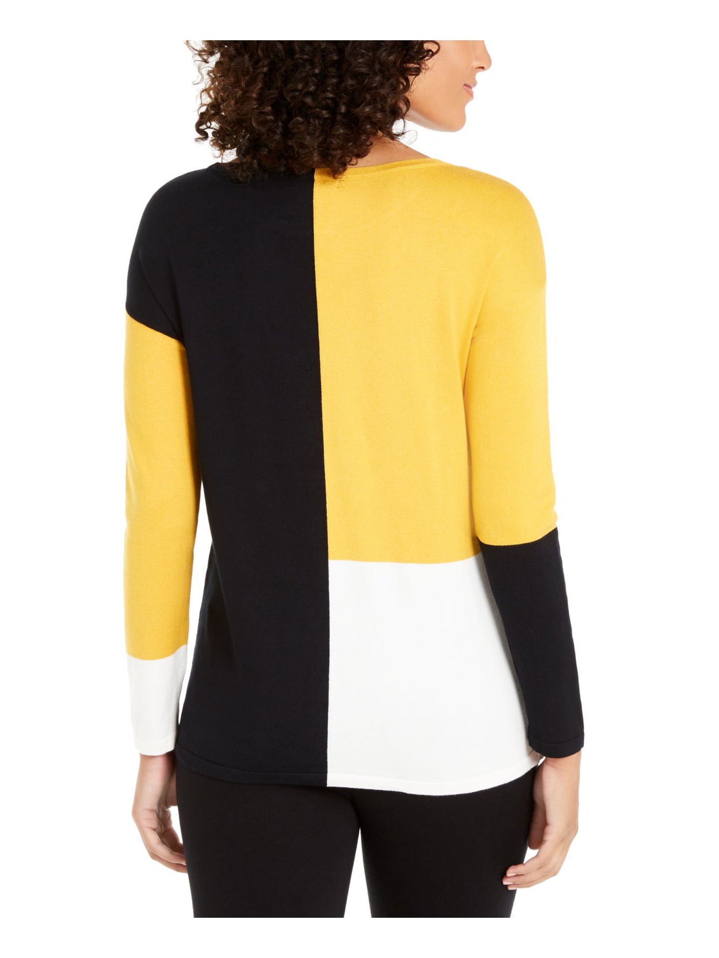 Alfani Women's Colorblocked Dropped Shoulder Top Yellow Size Large