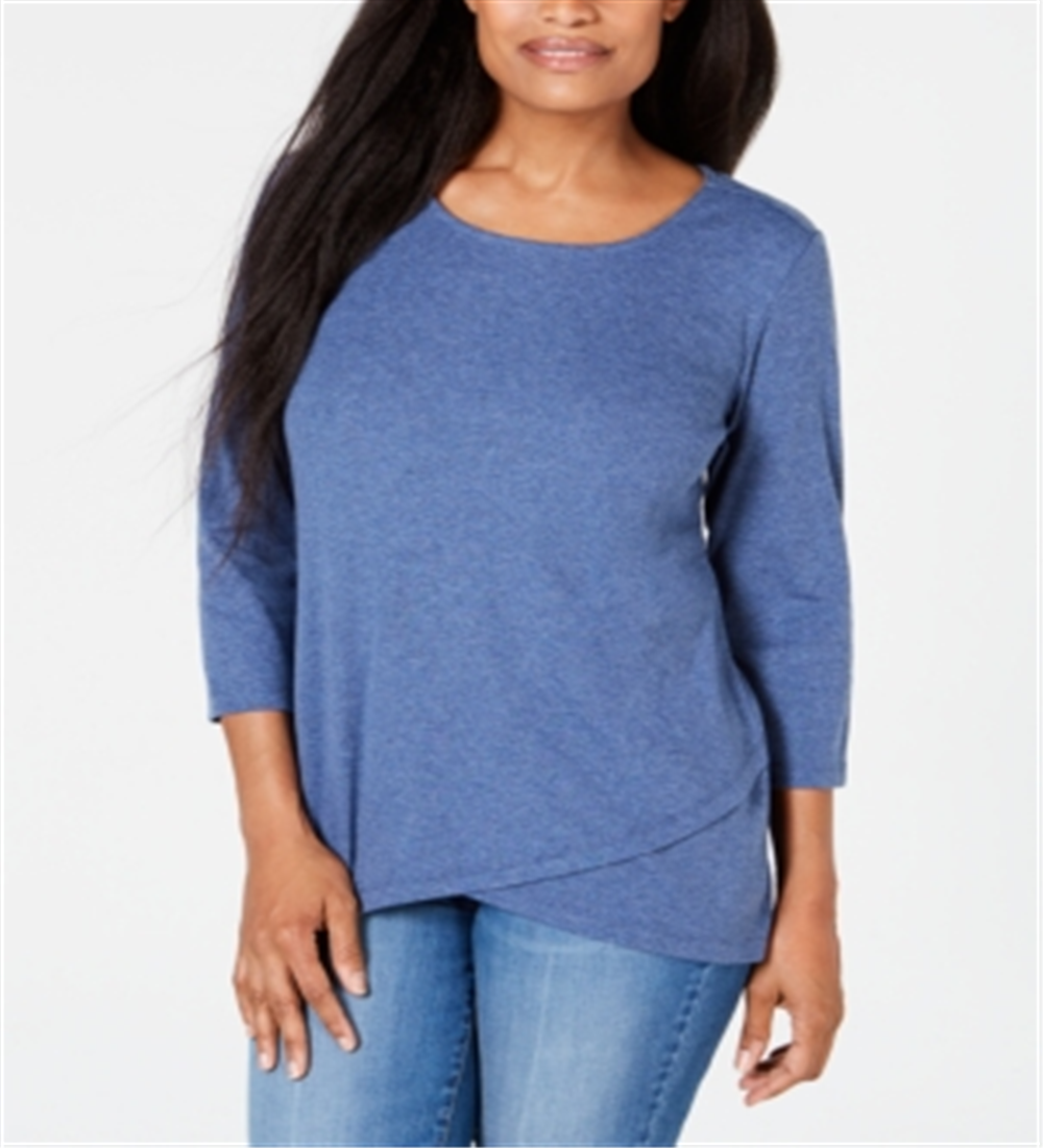 Karen Scott Women's Tulip Hem Top Blue Size X-Large