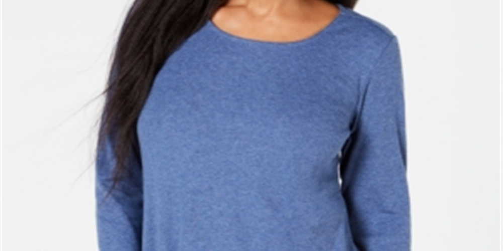 Karen Scott Women's Tulip Hem Top Blue Size X-Large