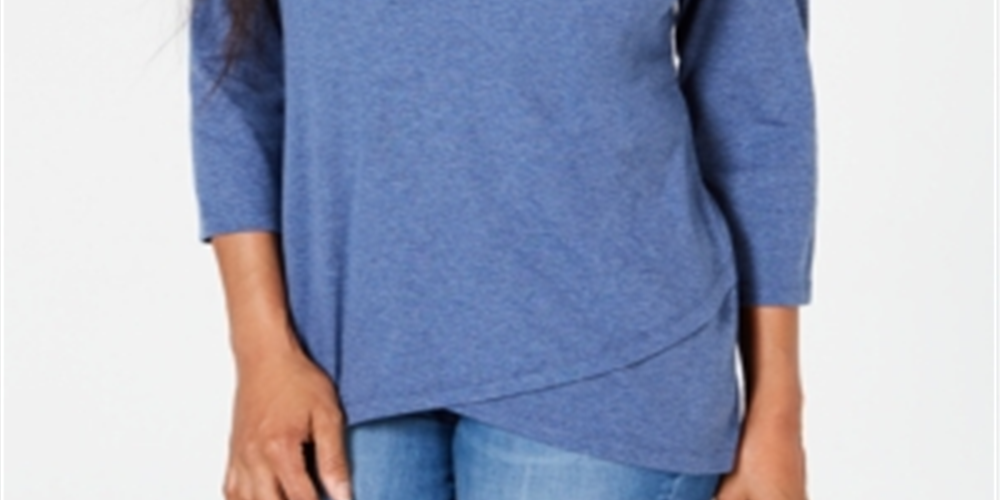 Karen Scott Women's Tulip Hem Top Blue Size X-Large