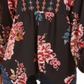 Style & Co Women's Printed Handkerchief Hem Peasant Top Black Size X-Small