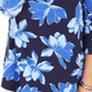 JM Collection Women's 3/4 Sleeve Floral Print T-Shirt Blue Size Small