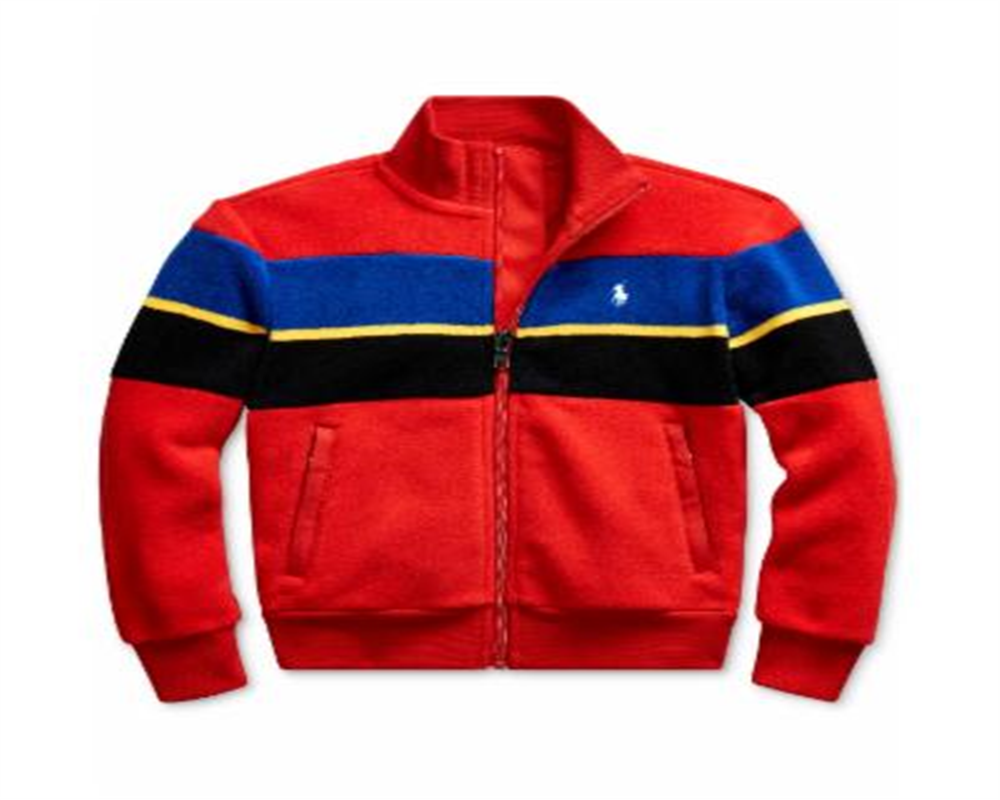 Ralph Lauren Little Boy's Striped Fleece Jacket Red Size 6