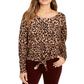 Style & Co Women's Exotic Print Tie Hem Sweater Brown Size Petite L