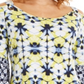 JM Collection Women's Printed Grommet Cold Shoulder Top Blue Size XX-Large
