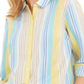 Charter Club Women's Beach Stripe Linen Blend Shirt White Size Large