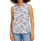 Charter Club Women's Toile Print Sleeveless Shirt White/Black Size 10